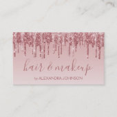 ピンクローズ金ゴールドグリッタースパークルヘアメイクアップ 名刺 (正面)