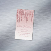 ピンクローズ金ゴールドグリッタースパークル マグネット名刺 (インサイチュ)