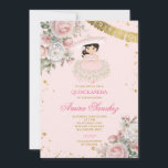 ピンクローズ金ゴールドグリッタースペインのガールキンセアニラ 招待状<br><div class="desc">ピンクローズ金ゴールドグリッターガールスペインのキンセアニラ招待状ミクリン15アノス、16誕生日蝶。</div>
