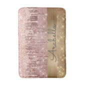 ピンクローズ金ゴールドグリッタードリプス名前をカスタムする バスマット (正面縦)