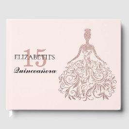 ピンクローズ金ゴールドグリッタードレスキンセアニラ誕生日 ゲストブック