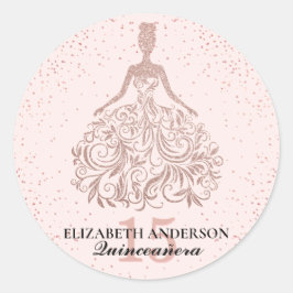 ピンクローズ金ゴールドグリッタードレススパークルキンセアニラ ラウンドシール