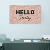 ピンクローズ金ゴールドグリッターハロー40歳誕生日 横断幕 (トレードショー)