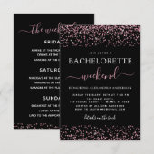 ピンクローズ金ゴールドグリッターバチェロレッテ週末パーティー 招待状 (正面/裏面)
