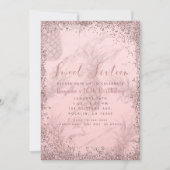 ピンクローズ金ゴールドグリッターパイナップルスウィート16パーティー 招待状 (正面)