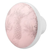 ピンクローズ金ゴールドグリッターパイナップルトロピカルシック セラミックノブ (右)