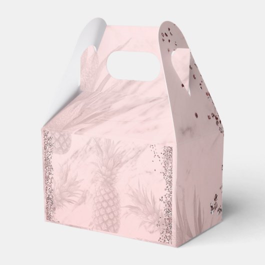 ピンクローズ金ゴールドグリッターパイナップル熱帯パーティー フェイバーボックス (正面サイド)