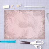 ピンクローズ金ゴールドグリッターパイナップル熱帯パーティー 薄葉紙 (クラフト)