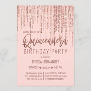 ピンクローズ金ゴールドグリッターフリンジカーテンキンセアニラ 招待状