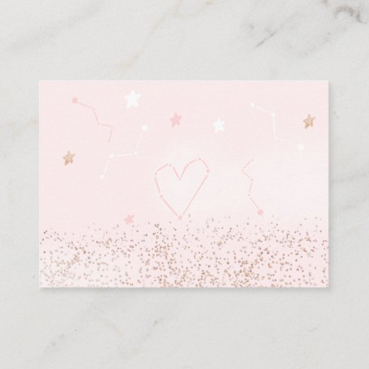 ピンクローズ金ゴールドグリッタームーンベビーおむつラッフル エンクロージャーカード (裏面)
