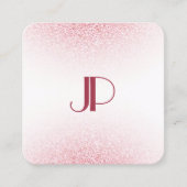ピンクローズ金ゴールドグリッターモダンモノグラエレガントム スクエア名刺 (正面)