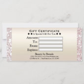 ピンクローズ金ゴールドグリッターモノグラムギフト証明書 (裏面)