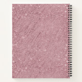 ピンクローズ金ゴールドグリッターモノグラムスクリプトスパークル ノートブック (裏面)
