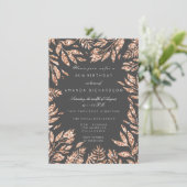 ピンクローズ金ゴールドグリッターリーフブライダル誕生日パーティー 招待状 (スタンド正面)