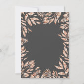 ピンクローズ金ゴールドグリッターリーフブライダル誕生日パーティー 招待状 (裏面)