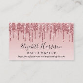 ピンクローズ金ゴールドグリッター割引 名刺 (正面)