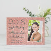 ピンクローズ金ゴールドグリッター卒業発表 招待状 (スタンド正面)