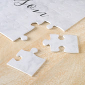 ピンクローズ金ゴールドグリッター白大理石パーソナライズされた ジグソーパズル (側面)