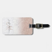 ピンクローズ金ゴールドグリッター白大理石パーソナライズされた   ラゲッジタグ (正面横)