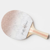 ピンクローズ金ゴールドグリッター白大理石パーソナライズされた   卓球ラケット (横)