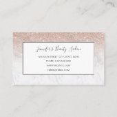 ピンクローズ金ゴールドグリッター白大理石パーソナライズされた 名刺 (裏面)