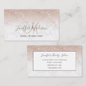 ピンクローズ金ゴールドグリッター白大理石パーソナライズされた 名刺 (正面/裏面)