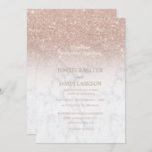 ピンクローズ金ゴールドグリッター白大理石パーソナライズされた   招待状 (正面/裏面)