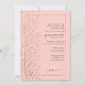 ピンクローズ金ゴールドグリッター紙吹雪サイドキンセアニラ 招待状 (正面)