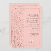 ピンクローズ金ゴールドグリッター紙吹雪サイドキンセアニラ 招待状 (正面/裏面)