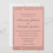 ピンクローズ金ゴールドグリッター結婚式招待状 招待状 (正面)