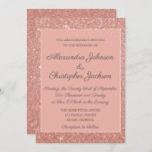 ピンクローズ金ゴールドグリッター結婚式招待状 招待状 (正面/裏面)