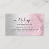 ピンクローズ金ゴールドグリッター&シルバー化粧アーティスト 名刺 (裏面)