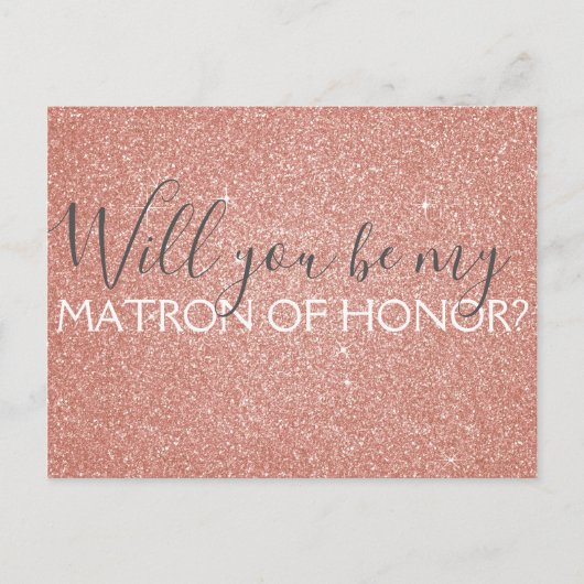 ピンクローズ金ゴールドグリッター&スパークルマトロンの名誉 インビテーションポストカード (正面)