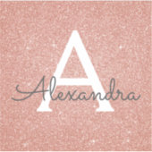 ピンクローズ金ゴールドグリッター&スパークルモノグラム シール (正面)