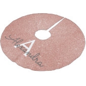 ピンクローズ金ゴールドグリッター&スパークルモノグラム ブラッシュドポリエステルツリースカート (アングル)