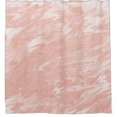 ピンクローズ金ゴールドコーラルピーチモルトマーブルホワイト シャワーカーテン (正面)