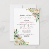 ピンクローズ金ゴールドシャンパイニュフローラ誕生日ブライダル 招待状 (正面)