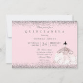 ピンクローズ金ゴールドシルバーキンセアニェラパーティー招待状 招待状 (裏面)