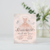 ピンクローズ金ゴールドシルバーグリッターガウンキンセアニェラ ポストカード (スタンド正面)