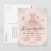 ピンクローズ金ゴールドシルバーグリッターガウンキンセアニェラ ポストカード (正面/裏面)