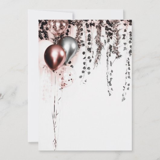 ピンクローズ金ゴールドシルバーバルーン素朴アイビースウィート16 招待状 (裏面)