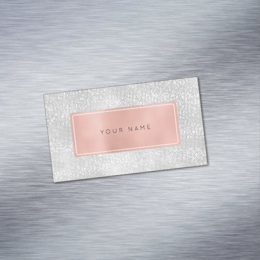 ピンクローズ金ゴールドシルバー金属製の長方形ロゴ マグネット名刺 (インサイチュ)