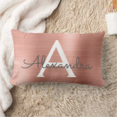 ピンクローズ金ゴールドステンレススチールモノグラム名 ランバークッション (ブランケット)