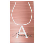 ピンクローズ金ゴールドステンレススチールモノグラム スモールペーパーバッグ (裏面)