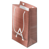 ピンクローズ金ゴールドステンレススチールモノグラム スモールペーパーバッグ (正面アングル)