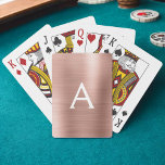 ピンクローズ金ゴールドステンレススチールモノグラム トランプ<br><div class="desc">ピンクローズ金ゴールドフェイク金属箔ステンレス鋼モノグラムエレガントトランプ。これらの遊カードはカスタマイズあなたのイニシャルと名前を含め、誕生日パーティ素晴らし、ブライダルシャワーまたはバチェロレッテのためにパーティーの好意を作ることができる。</div>