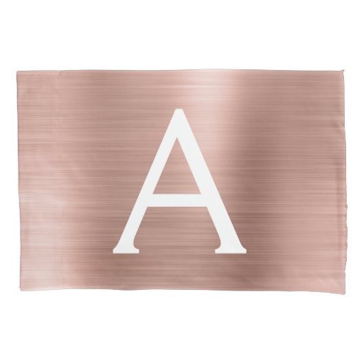 ピンクローズ金ゴールドステンレス鋼の名前と初期 枕カバー (正面)