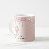 ピンクローズ金ゴールドストロベリーコンフェクショングリッタードリップ コーヒーマグカップ (正面左)