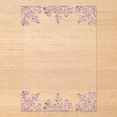 ピンクローズ金ゴールドスノーフレークウィンタースウィート16 アクリル招待状 (正面)