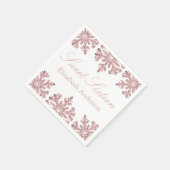 ピンクローズ金ゴールドスノーフレークウィンタースウィート16 スタンダードカクテルナプキン (角)